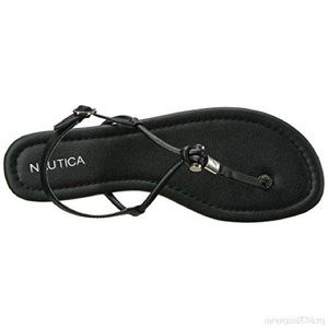 Women’s Black Sandals - Nautica Lateen Flat Sandal